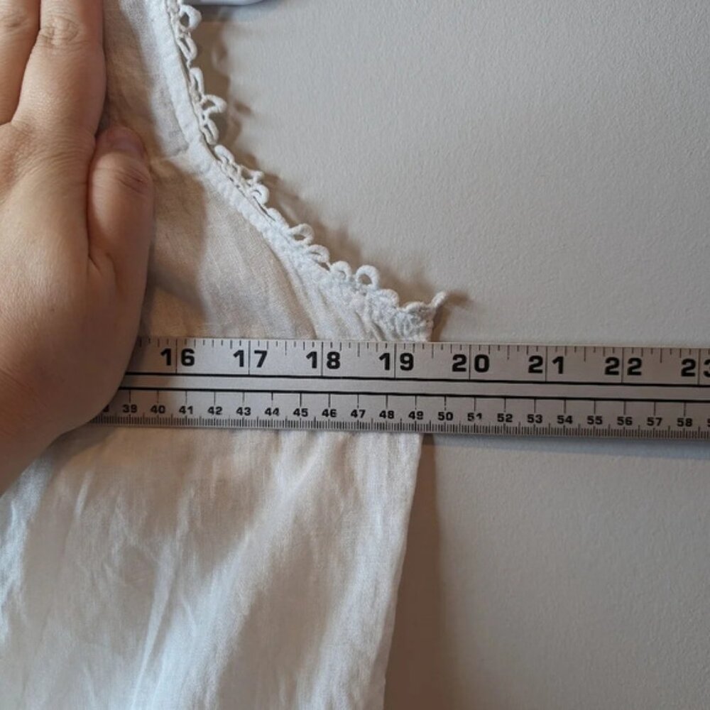 Bellambra Italian 100 Linen White Lace Detail  Sleeveless Blouse Women Small - Picture 8 of 11